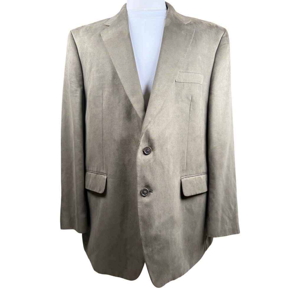Lauren Ralph Lauren Sport Coat Mens 46R Olive  Faux Suede Two Button Blazer